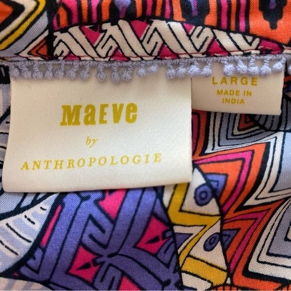 Anthropolotie Maeve Whimsical Pintuck Sleeveless Colorful Button Top Size L - Picture 7 of 8